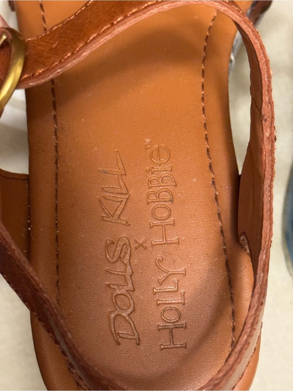 DOLLS KILL x Holly Hobby - Brown Leather Platform Sandals with Patchwork Wedge - Picture 6 of 6